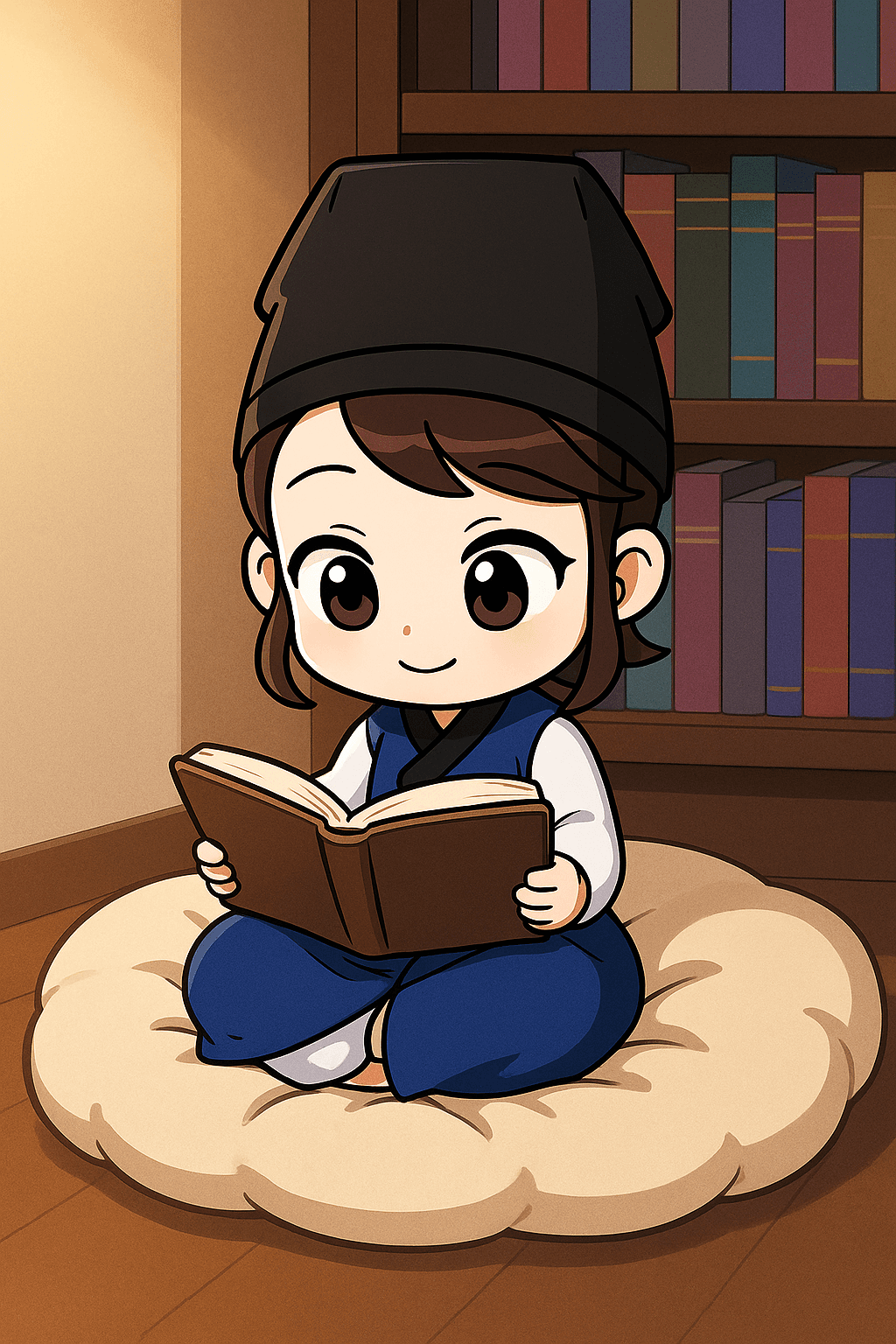 Project SKKU Character by Geonhui - Yuri is reading a large, open hardcover book