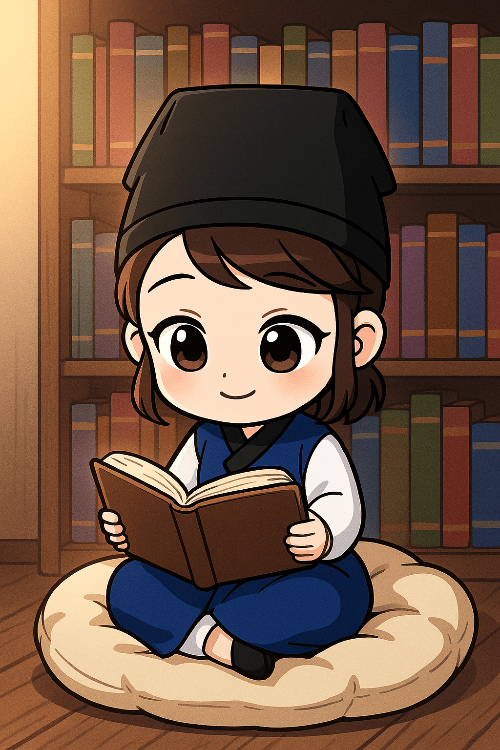 Project SKKU Character by Geonhui - Yuri is reading a large, open hardcover book